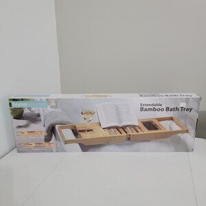 New Home Essentials Extendable Bamboo Bath Bathtub Tray Table Book Tablet Stand